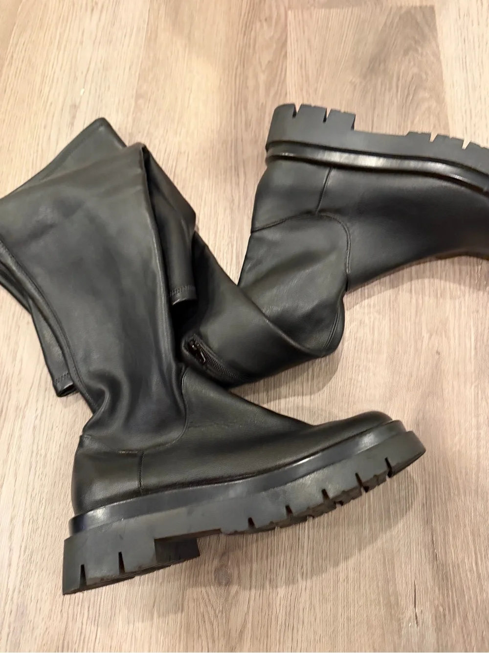 Steve Madden Black Over-the-Knee Leather Boots Gibbs